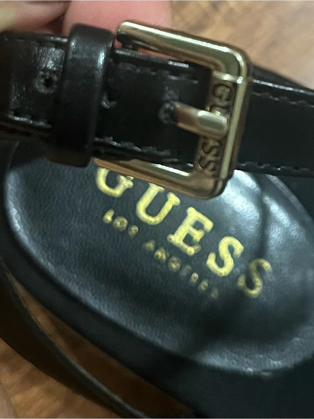 GUESS Black Espadrille Ankle-Strap Wedges with Logo Banding - Picture 9 of 12